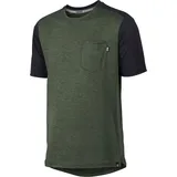 IXS Kinder Jersey Kurzarm Flow X, Olive - Grün Schwarz, S - Schwarz