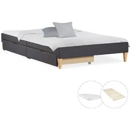 Homestyle4u Polsterbett 140 x 200 cm Grau