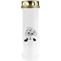 HS Candle Grabkerze, Grabkerze (40 bis 170 Stunden Brenndauer), mit vers. Motiv weiß