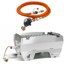 SKOTTI Grill Edelstahl + GOK Regler-Schlauchleitungs-Set