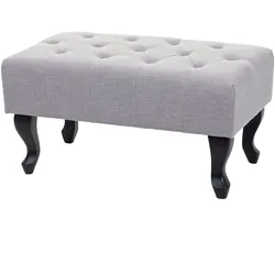 Mendler Ottomane Chesterfield, Sitzhocker Fußablage Hocker, wasserabweisend Stoff/Textil 39x77x47cm ~ grau