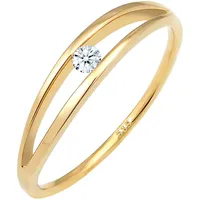Elli DIAMONDS Ring Damen Verlobung Schlicht mit Diamant (0.06 ct.) in 585 Gelbgold