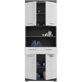 xonox.home Scout Hochschrank 74 x 191 x 31 cm Weiß/Rauchsilber Kunststoff