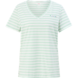 s.Oliver RED LABEL Shirt in Weiß - Streifenshirt mit Frontprint, Damen, grün, 34