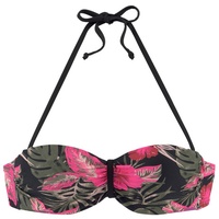LASCANA Bügel-Bandeau-Bikini-Top Damen schwarz-pink-bedruckt, Gr.36 Cup D,