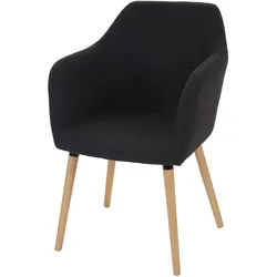 Esszimmerstuhl Vaasa T381, Stuhl Küchenstuhl, Retro 50er Jahre Design ~ Textil, dunkelgrau, helle Beine