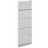 vidaXL Schuhschrank mit Spiegel 63 x 169,5 x 17 cm 5 Fächer hochglänzend / weiß
