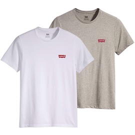 Levis Levi's Herren 2-Pack Crewneck Graphic Tee T-Shirt, White / Mid Tone Grey Heather, S