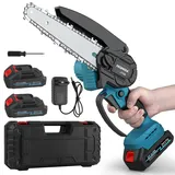 Mini Kettensäge mit Akku für Makita 18V Batterie,6 Zoll Mini Kettensäge Elektro mit 2 * 2000 mAh Akkus,Elektrisch Handsäge Akku Astsäge für Gartenarbeit Baumbeschneidung Holzschneiden