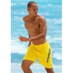 Badeshorts KANGAROOS, Herren, Gr. 6, N-Gr, gelb, Microfaser, Polyester, unifarben, Badehosen, mit Kangaroos Schriftzug