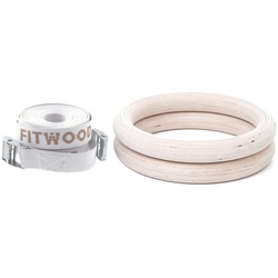 FitWood Turnringe 28mm - Holz-Oberfläche / Weiß Gurt