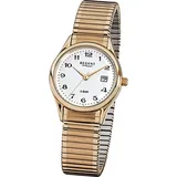 REGENT Damen-Uhr Analog Quarz Metall Zug-Armband Gelbgold-Ton F-894