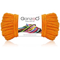 Paracord 550 Seil Glitter-Cord für Armband, Leine, Halsband, Nylon/Polyester-Seil mit 7 Kern-Strängen, 30 Meter, 4mm Stärke | Mehrzweck-Seil | Parachute Cord | Farbe: Orange-Gold