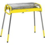 Outsunny Holzkohlegrill, BBQ Grill, Klappgrill mit 2 Grillrost, Grillplatte, klappbare Beine, herausnehmbare Kohleschale, Campinggrill, Edelstahl, 85 x 43 x 72 cm, -