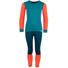 TROLLKIDS Kinder Merino Unterwäsche Set II, 152 - dark marine/deep orange/madeira blue