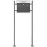 ML-Design Briefkasten mit Namensschild, Briefkastenständer Silber 120 cm