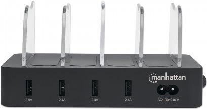 Manhattan 4-Port USB Charging Station - Ladestation - 34 Watt - 4 Ausgabeanschlussstellen (USB) - Schwarz