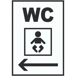 WC Wickelraum links Schild A2 Rückseite selbstklebend