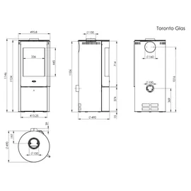 FIREPLACE Elite Toronto Stahl Schwarz/Abdeckplatte Glas