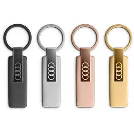 Audi Collection Audi Schlüsselanhänger Edelstahl Schlüsselring Keyring, mit Audi Ringe Emblem, silber
