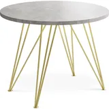 Runder Ausziehbarer Esstisch - Loft Style Tisch mit Goldenen Metallbeinen - 120 bis 200 cm - Industrieller Glamour Tisch für Wohnzimmer - Spacesav... - Grau