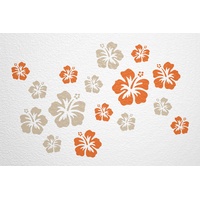 WANDfee Wandtattoo Hibiskus Blumen Hibiskusblüten FARBWUNSCH Wandaufkleber Fliesenaufkleber orange beige