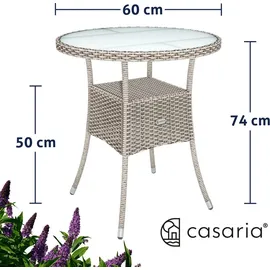 CASARIA Polyrattan Beistelltisch Ø 60 x 74 cm Beige/Grau