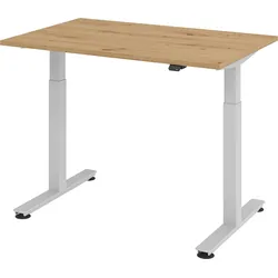 bümö elektrisch höhenverstellbarer Schreibtisch Asteiche 120x80 cm - Schreibtisch höhenverstellbar elektrisch, elektrischer Schreibtisch & Gaming