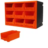 Besshepplo Kunststoff-Schubladenschrank mit 9 Fächern, Wandhalterung, Organizer, Polypropylen, Werkzeug- und Komponentenaufbewahrung für Garage, Werkstatt und Zuhause, in Dunkelgrau (orange)