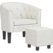 vidaXL Clubsessel mit Fußhocker Kunstleder 31 x 54,3 x 72,5 cm Weiß