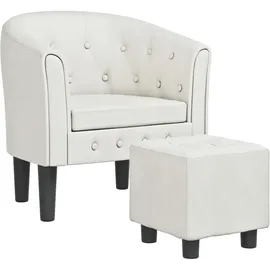 vidaXL Clubsessel mit Fußhocker Kunstleder 31 x 54,3 x 72,5 cm Weiß