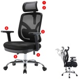 Mendler Bürostuhl HWC-J92, Schreibtischstuhl, ergonomisch, verstellbare Lordosenstütze und Armlehne schwarz