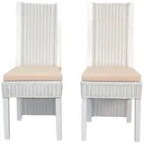 moebel-direkt-online Luis Rattanstuhl 2er-Set 2 x 2Rattanstühle inklusive Sitzkissen  weiß