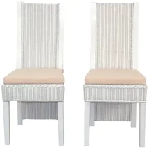 moebel-direkt-online Luis Rattanstuhl 2er-Set 2 x 2Rattanstühle inklusive Sitzkissen  weiß