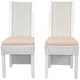 moebel-direkt-online Luis Rattanstuhl 2er-Set 2 x 2Rattanstühle inklusive Sitzkissen  weiß