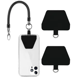 Handy Lanyard,Handykette einstellbarer Riemenhalter für Handy diebstahlsicher Anti-Verlust elastischeTether Handgelenkriemen mit 2PCS Handy Lanyard Pads Padfür die meisten Smartphones (schwarz)