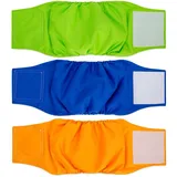 Hixingo 3 Stück Hundewindeln für Rüden Inkontinenz - Wiederverwendbare Hunde Windeln Läufigkeitshose Hygienisch und Saugstark Hundewindeln für Männliche und Weibliche (M,Grün Blau Orange)