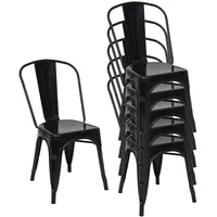 Mendler Bistrostuhl Metall pulverbeschichtet schwarz 6er Set