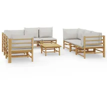 vidaXL Garten-Lounge-Set 9-tlg. hellgrau Bambus