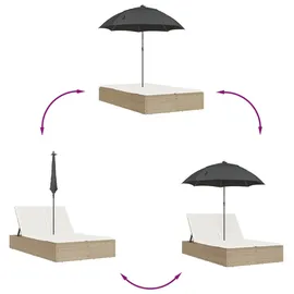 vidaXL Doppel-Sonnenliege 200 x 58 x 29 cm Beige