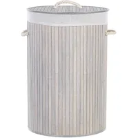 Beliani Aufbewahrungskorb SANNAR Bambusholz Grau 75 L