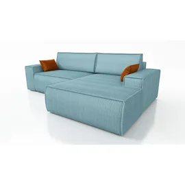 A&J MöbelLand Eckcouch mit Schlaffunktion 2-Sitzer Blau