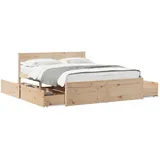 vidaXL Massivholzbett 140 x 200 cm Braun