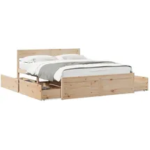 vidaXL Massivholzbett 140 x 200 cm Braun