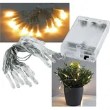 ChiliTec LED Lichterkette 2Meter 20 LEDs I Batterie Betrieb 3X AA Mignon I Dekoration für Tisch Pflanze Regal I Warmweiß