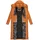 Navahoo Damen, Wintermantel Warmer Steppmantel extralang mit Kapuze Waffelchen Rusty Cinnamon Gr. M - M