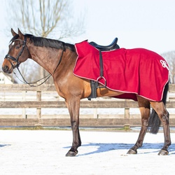 QHP Fleece-Ausreitdecke mit Ornament, M