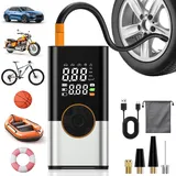 OHFAMO Tragbarer Reifenfüller 150 PSI Akku Luftpumpe 7.4V Digital Doppel-Display – 2000mAh×2 Kabelloser Luftkompressor mit Preset Druck, Speicherfunktion für Auto Fahrrad Motorrad
