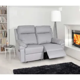 MCW 2er Kinosessel MCW-L94, Relaxsessel Fernsehsessel mit Armlehne, Liegefunktion Nosagfederung Stoff/Textil ~ hellgrau