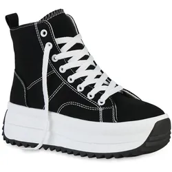 Damen Plateau Sneaker in Schwarz